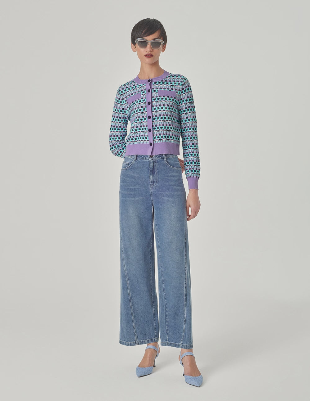 MARYLING Crew Neck Short Knitted Cardigan