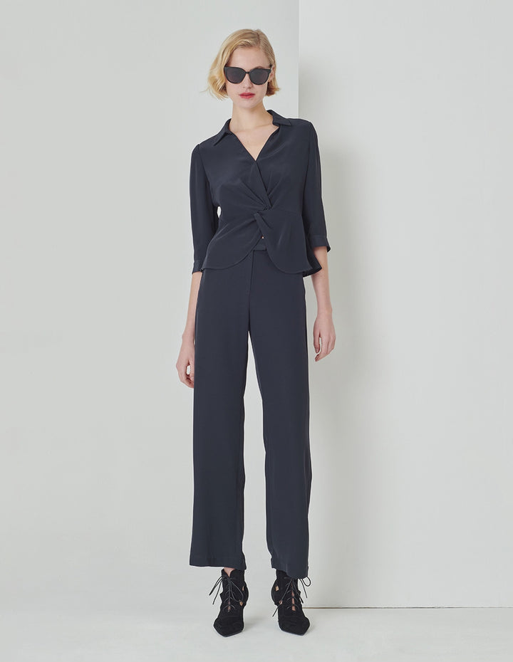 MARYLING Dark Blue Straight Wide Leg Pants