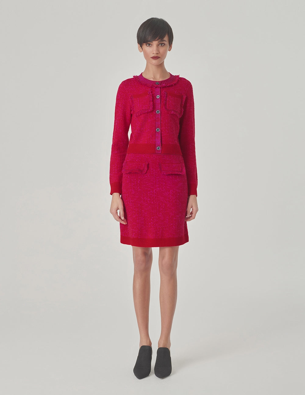 MARYLING Berry Red Knitted Skirt