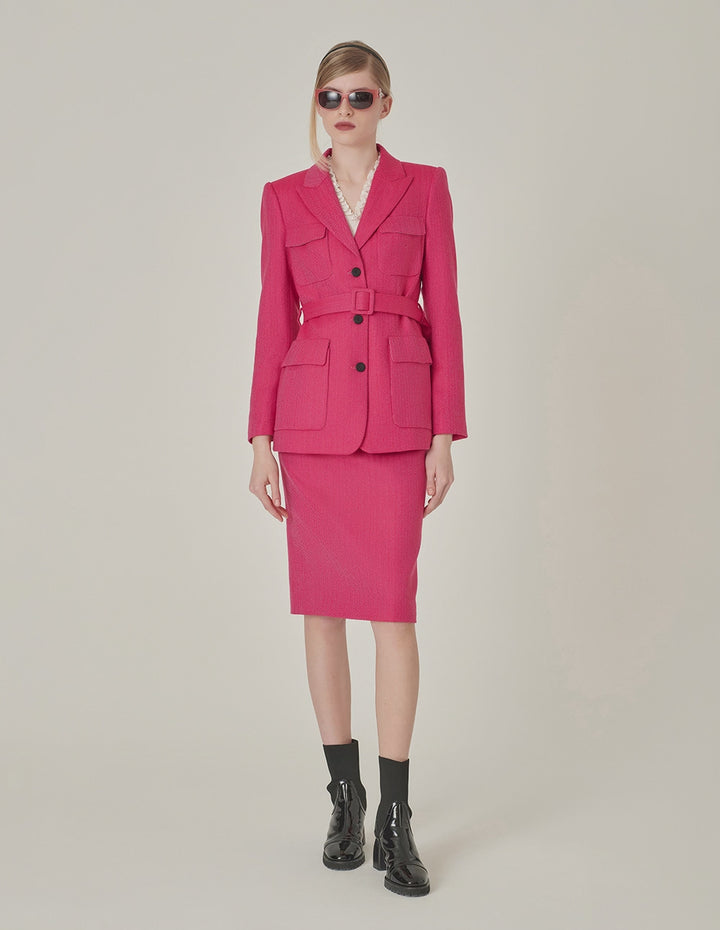 MARYLING Rose Pink Herringbone Knee-Length Skirt