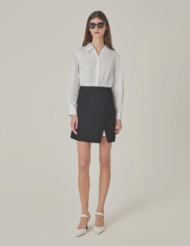 MARYLING Black And White Contrast Shirt Dress