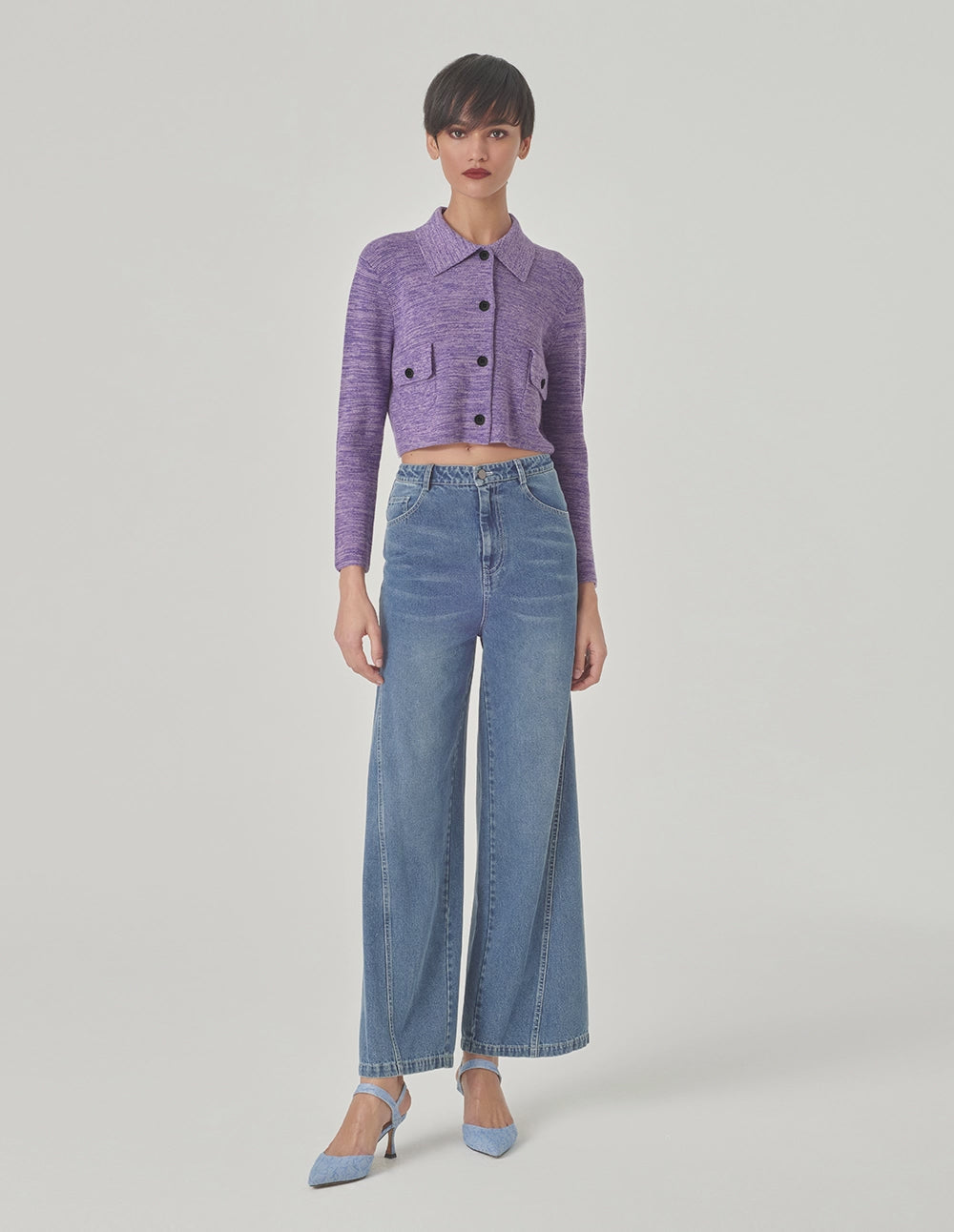 MARYLING Floral Melange Needle Shuttle Cardigan