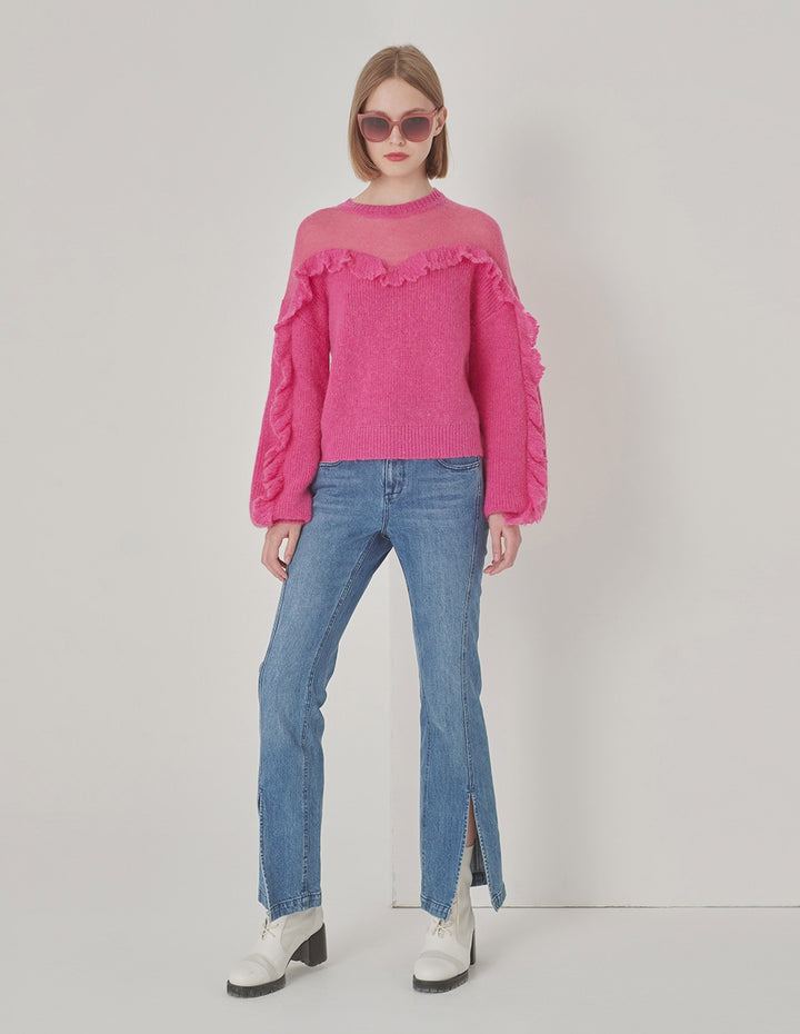 MARYLING Rose Pink Mohair Knitted Jumper
