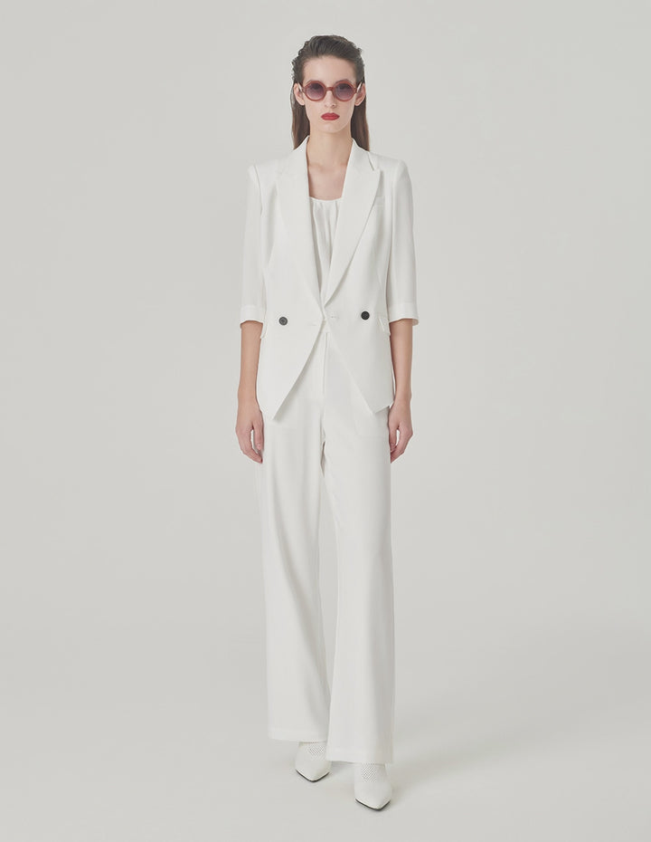 MARYLING White Straight Wide Leg Pants