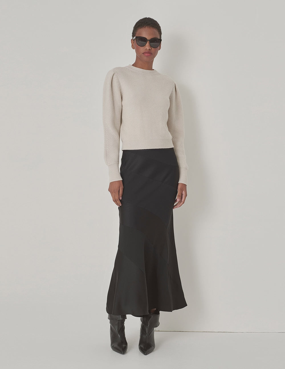 MARYLING Black Patchwork Fishtail Skirt