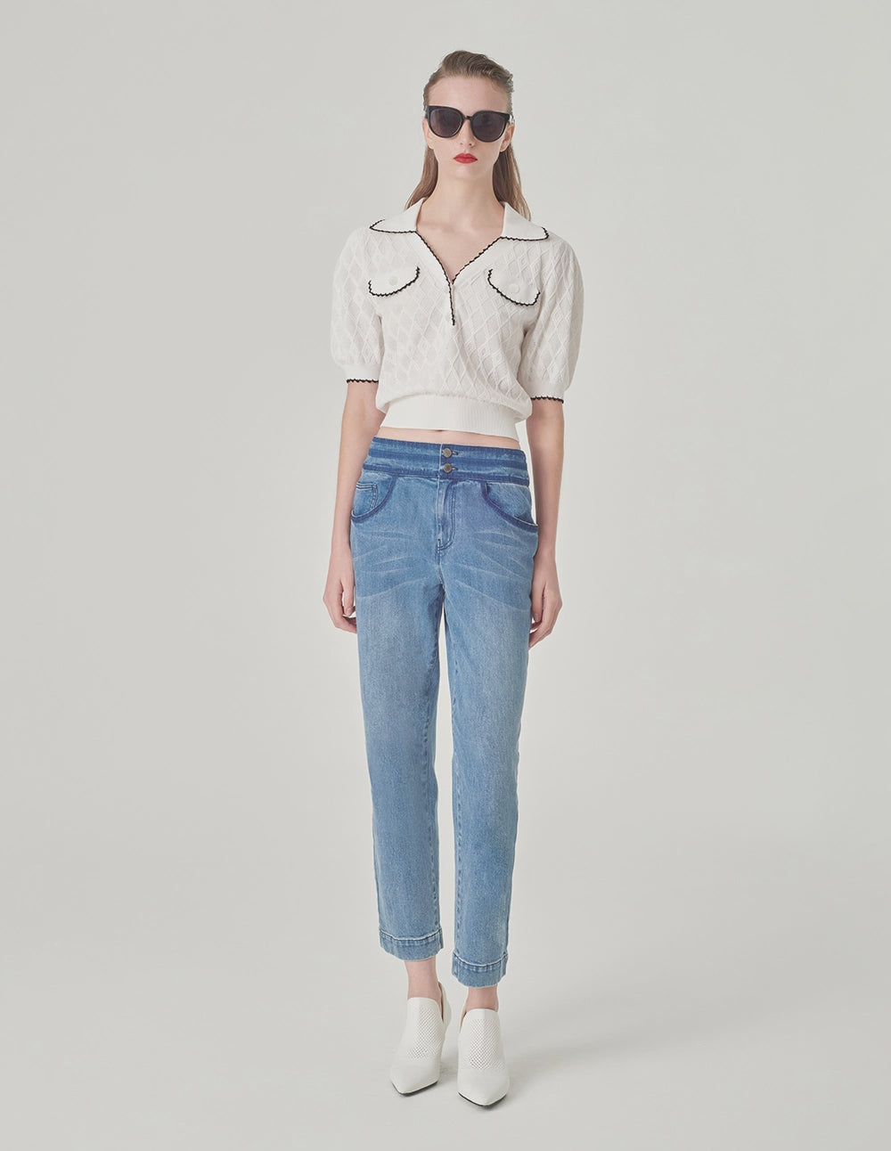 MARYLING Contrast Colour Polo Knitted Jumper