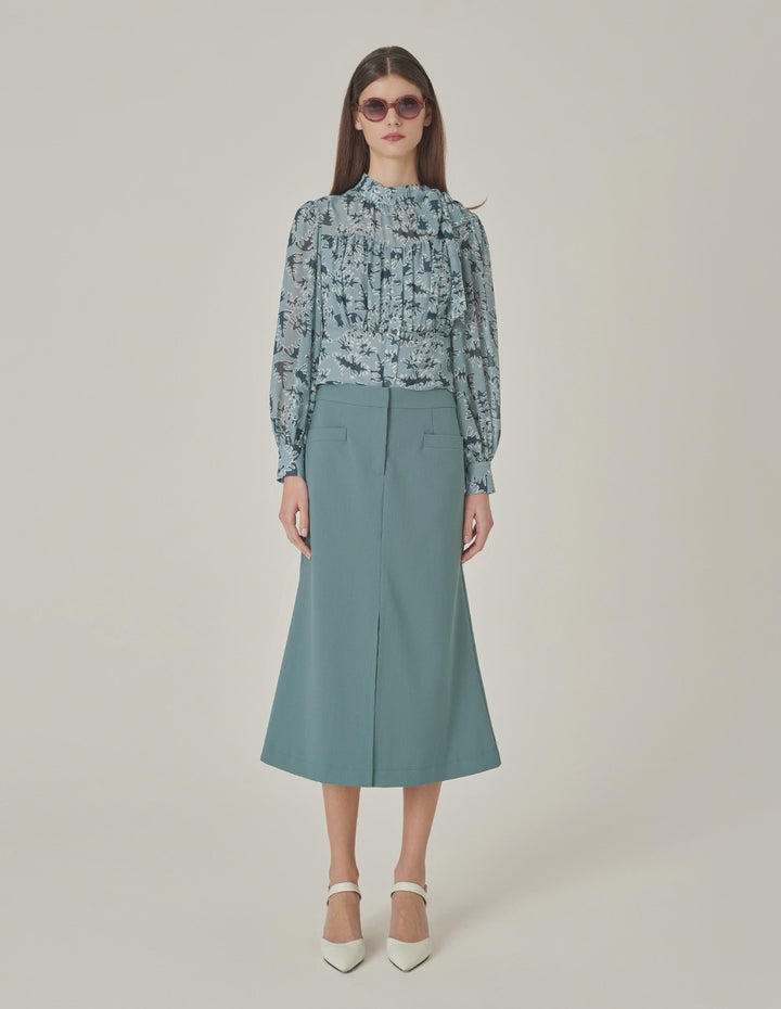 MARYLING Side-Tie Printed Fitted Top