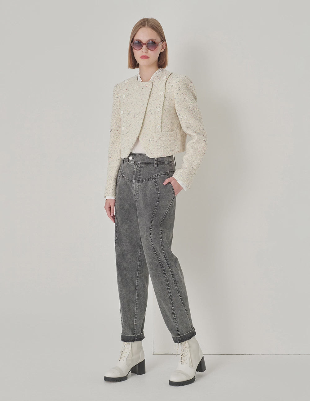 MARYLING Colourful Polka Dot Chest Side Decoration Design Round Swing Coat