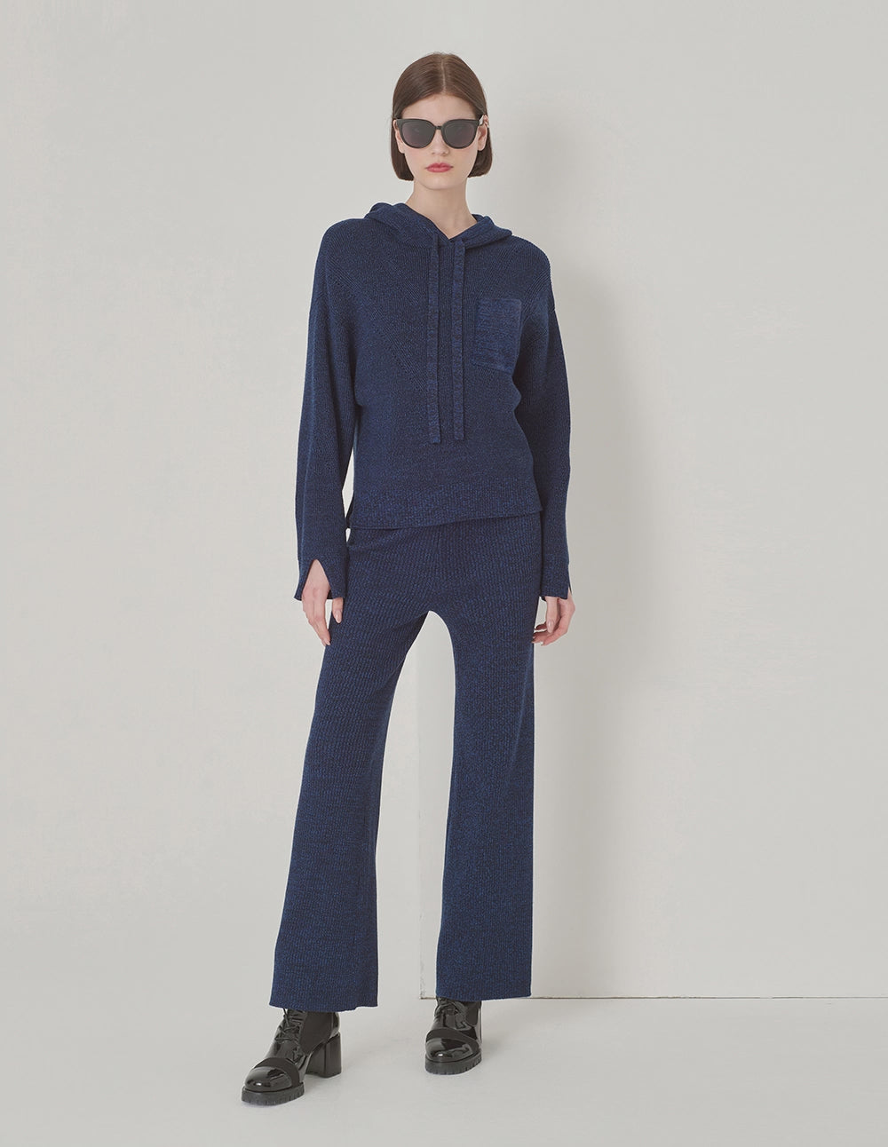 Maryling Midnight Blue Melange Wool Trousers