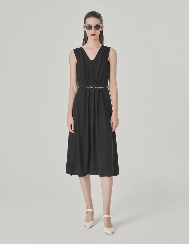 MARYLING V-Neck Sleeveless Slim Midi Dress