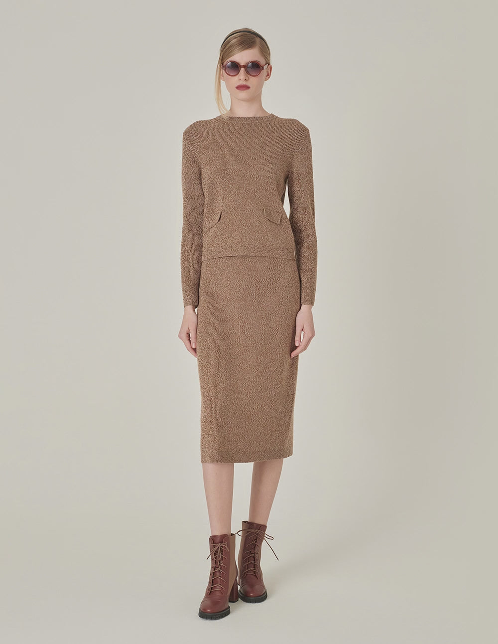 MARYLING Apricot Mixed Knitted Sweater