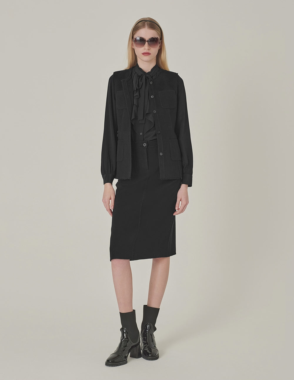 MARYLING Round Neck Fringed Double-Sided Woolen Vest