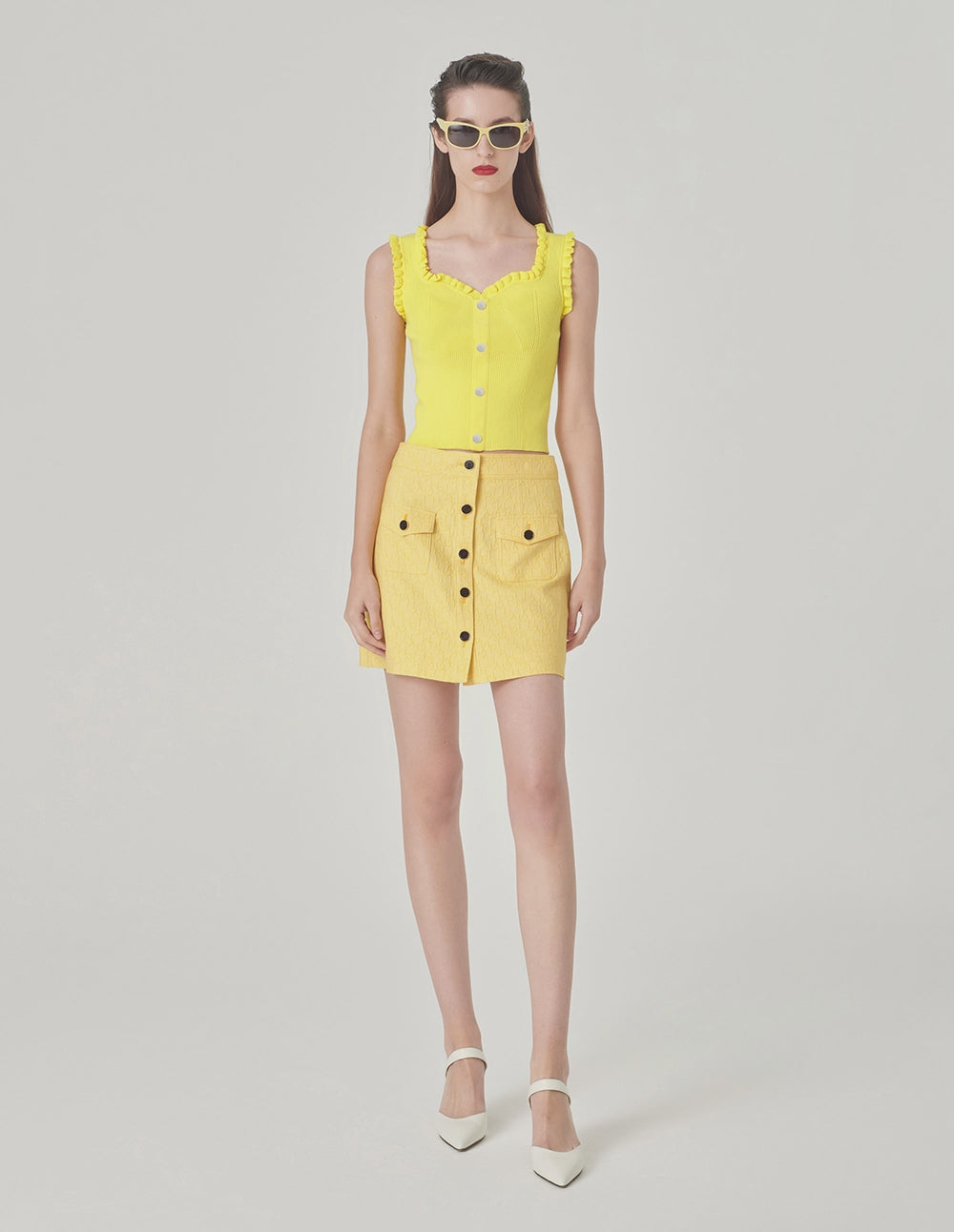 MARYLING Letter-Logo Jacquard Mini Skirt