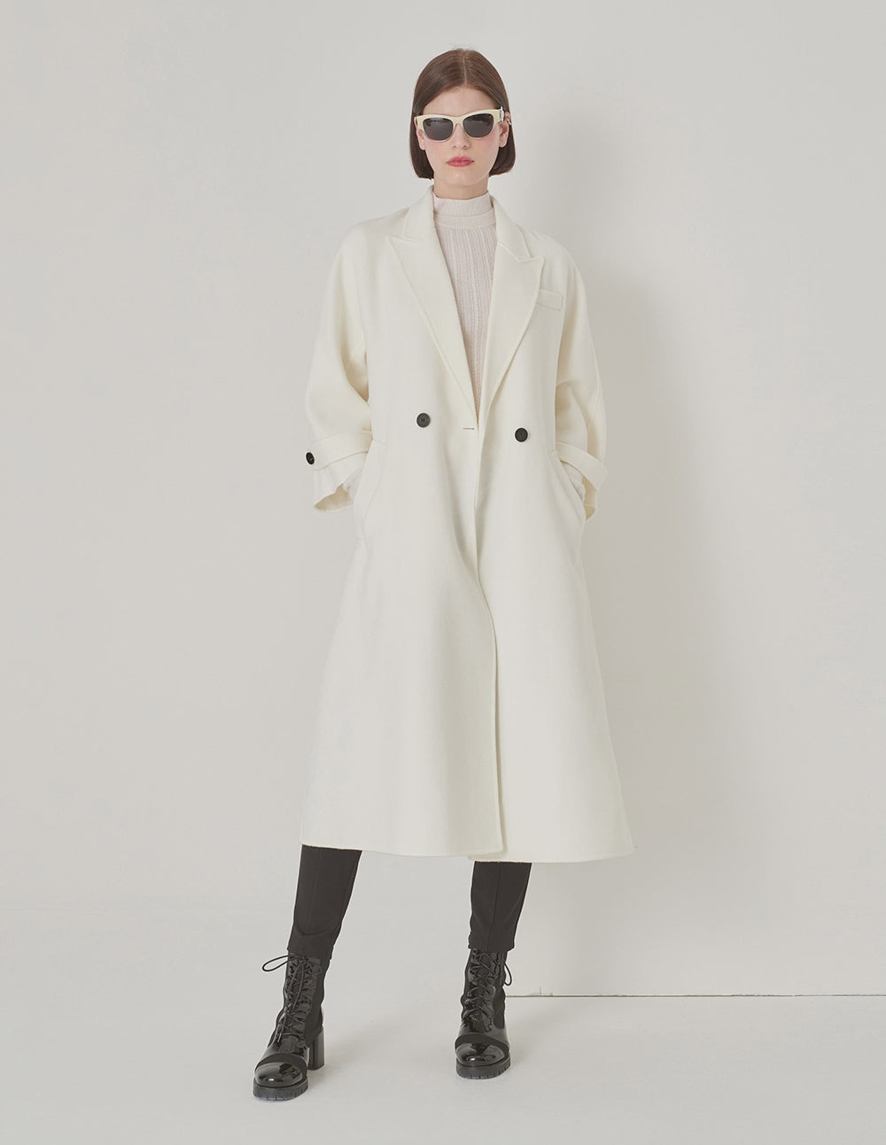 MARYLING Suit Collar Loose Fit Long Coat