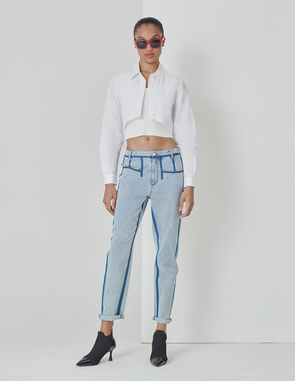 MARYLING White Cropped Shirt