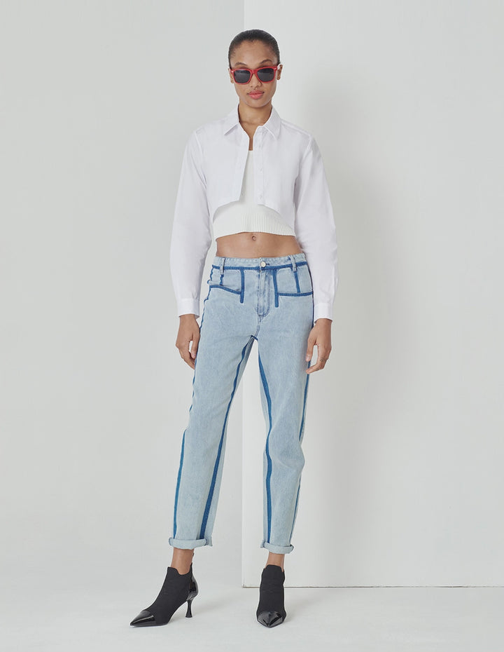 MARYLING White Cropped Shirt