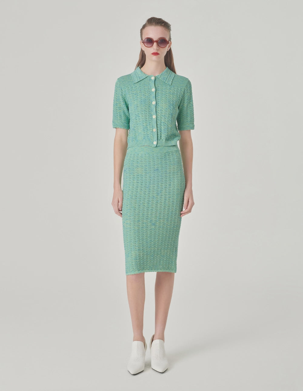 MARYLING Mint Green Wrap Knitted Skirt