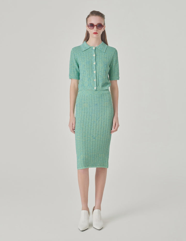 MARYLING Mint Green Wrap Knitted Skirt