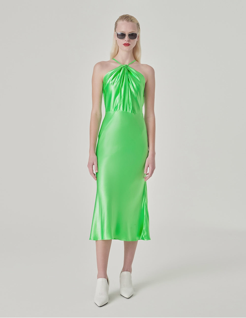 MARYLING Halterneck Lace-Up Sleeveless Fishtail Dress