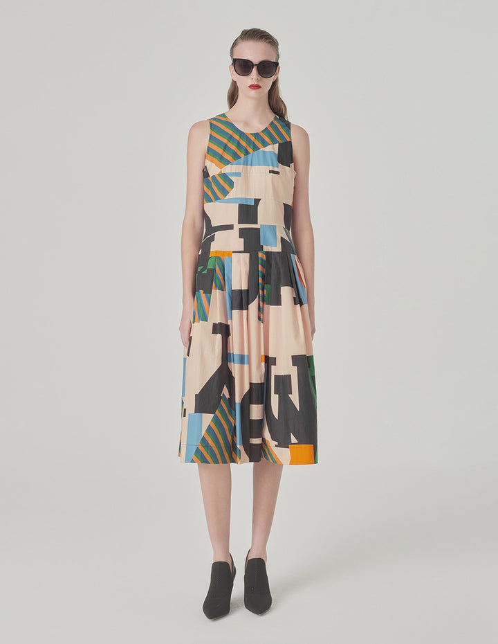 MARYLING Cotton Sleeveless Printed Dress