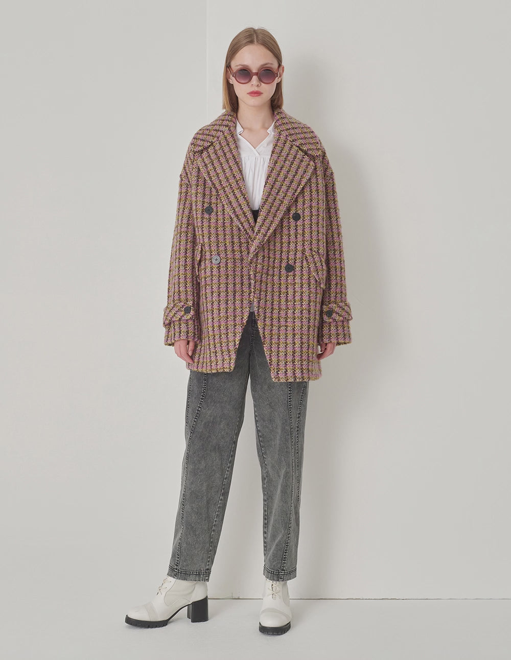 MARYLING Large Lapel Double-Breasted H-Shaped Midi Coat