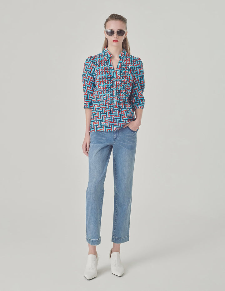 MARYLING Plaid A-Line Loose Top