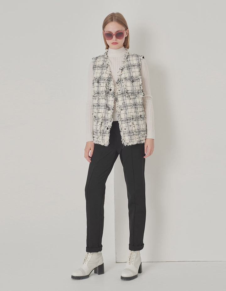 MARYLING Black Stretch Fleece Straight-Leg Trousers