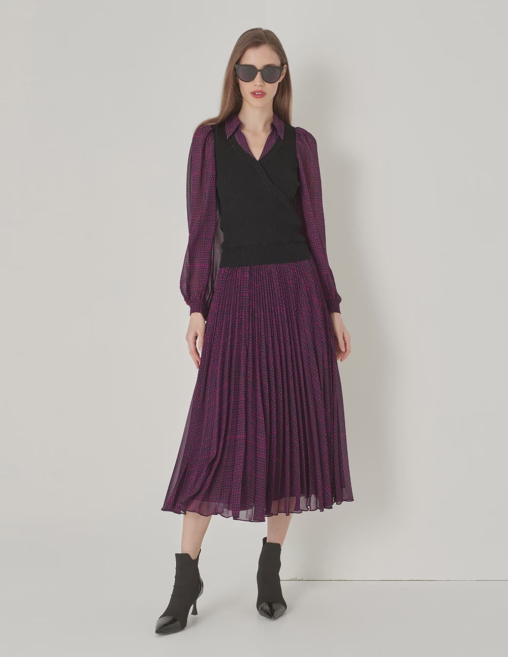 MARYLING Pleated Printed Skirt