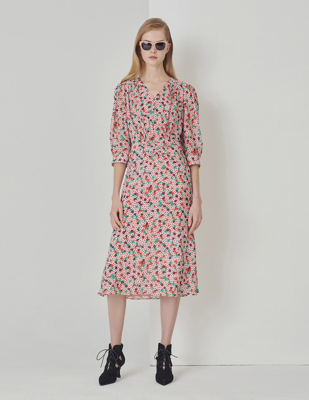 MARYLING Pink Donut V-Neck Fishtail Dress