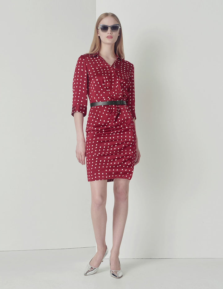 MARYLING V-Neck Polka Dots Print Shirt Dress