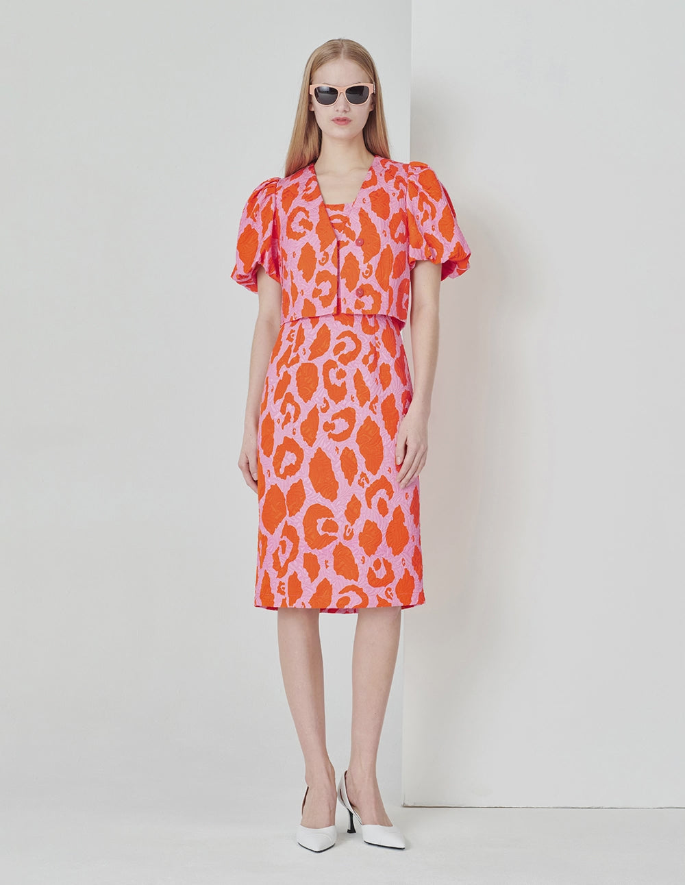 MARYLING Summer Flower Sea Puff Sleeve Short Jacquard Jacket