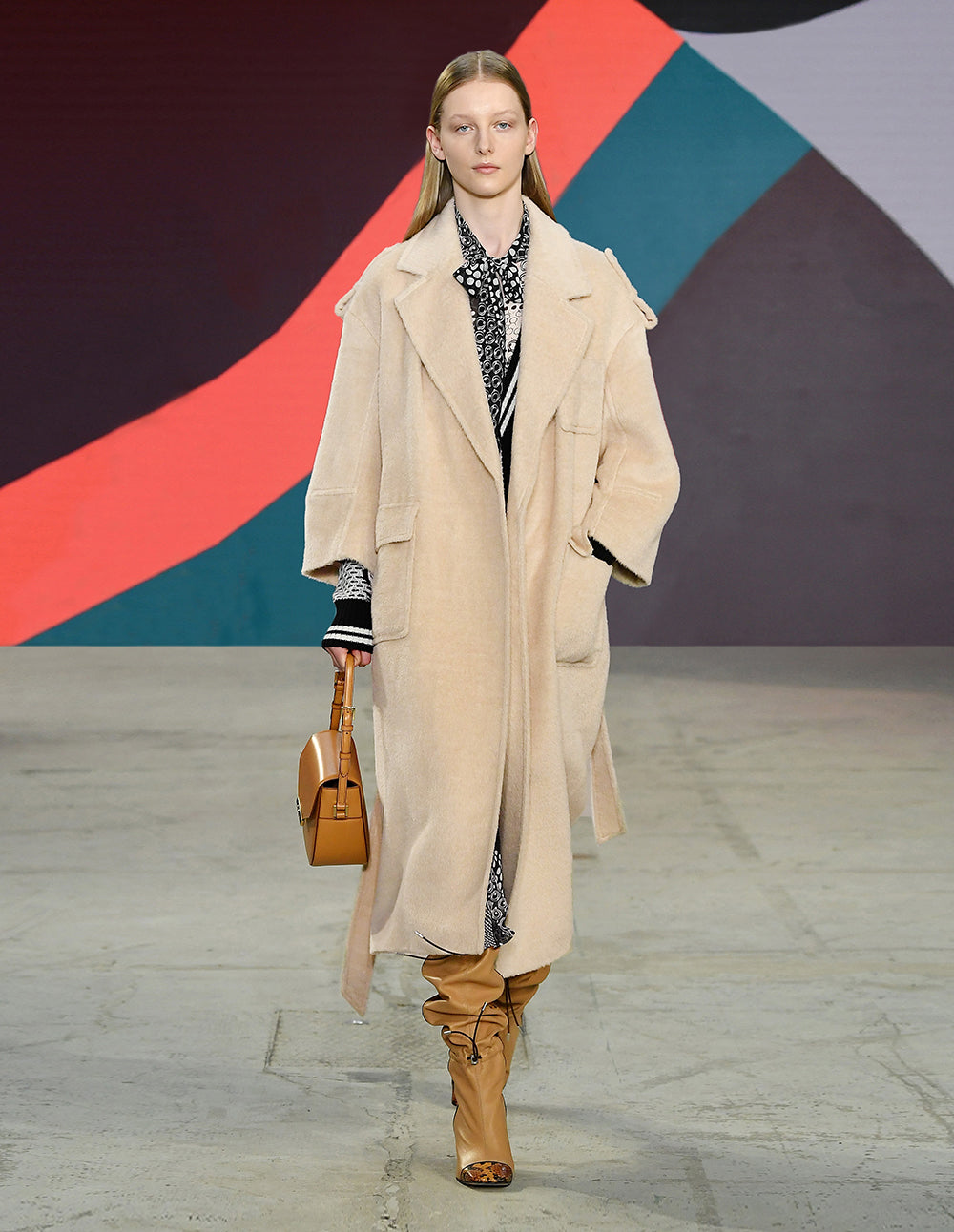 MARYLING Notch Lapel Belted Oversize Coat