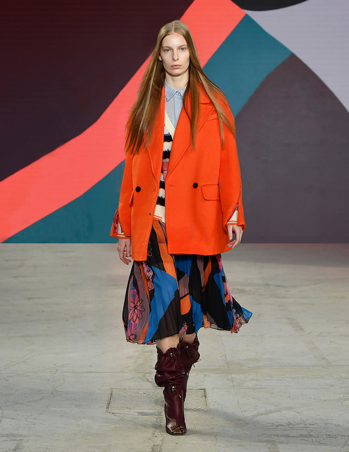 MARYLING Double-Breasted Zipper Sleeve Wool Coat