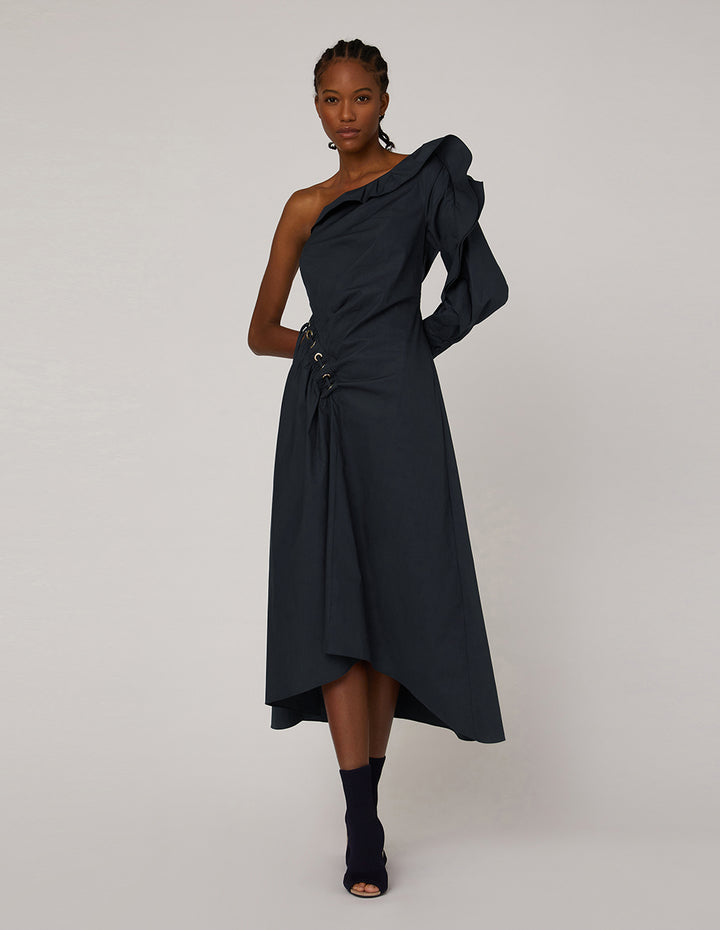 MARYLING Dark blue one-shoulder dress