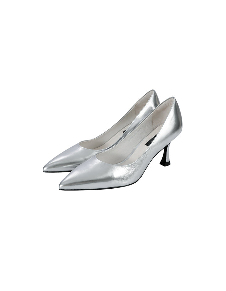 MARYLING Silver Leather Stiletto Heels