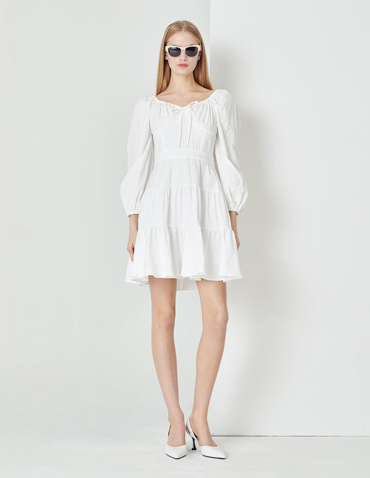 MARYLING White Drawstring Detail Dress