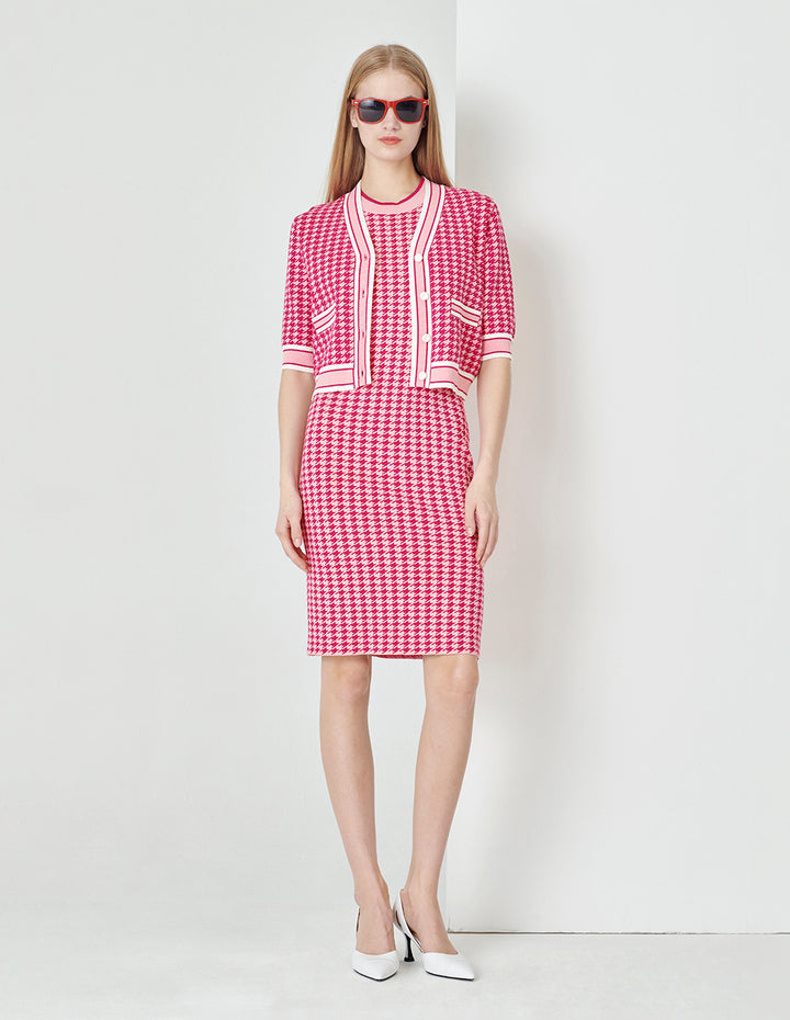 MARYLING Berry Check Jacquard Cardigan