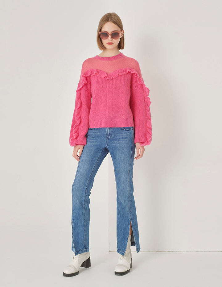 MARYLING Rose Pink Mohair Knitted Jumper