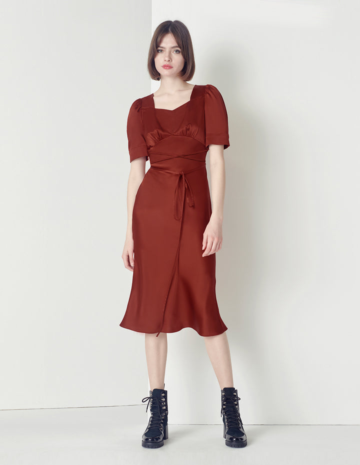 MARYLING Lace-Up Fishtail Dress