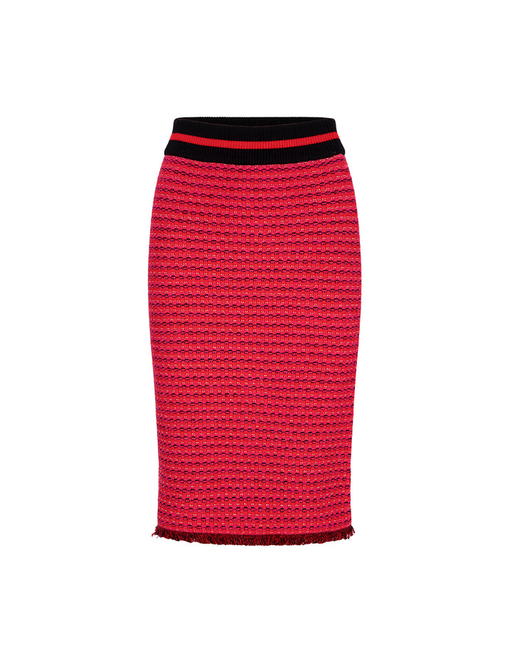 MARYLING Raspberry Plaid Knitted Skirt