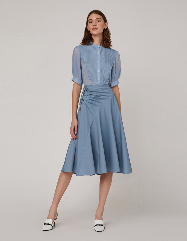 MARYLING Flared pleats umbrella hem skirt