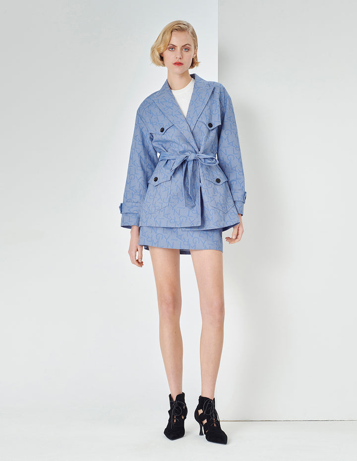 MARYLING Loose-Fit Light Blue With Belt Denim Coat
