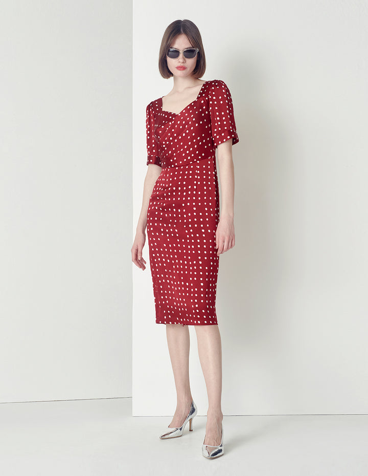 MARYLING V-Neck Polka Dots Print Dress