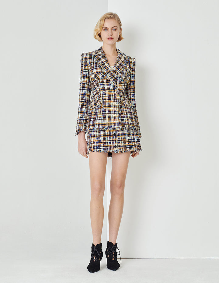 MARYLING Tweed A-Line With Tassel Mini Skirt