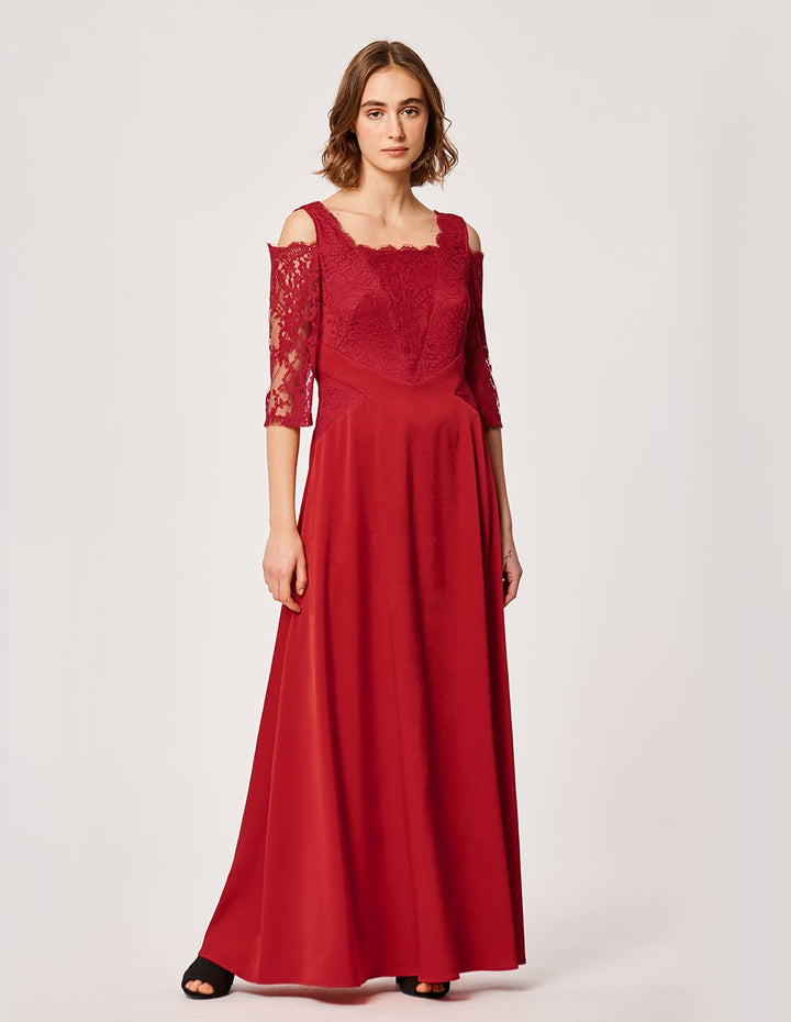 MARYLING Scarlet Mermaid Strap Off Shoulder Evening Maxi Dress
