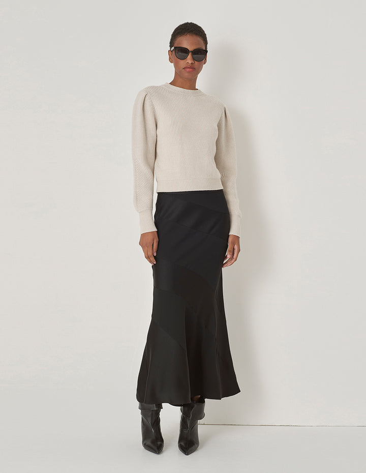 MARYLING Black Patchwork Fishtail Skirt