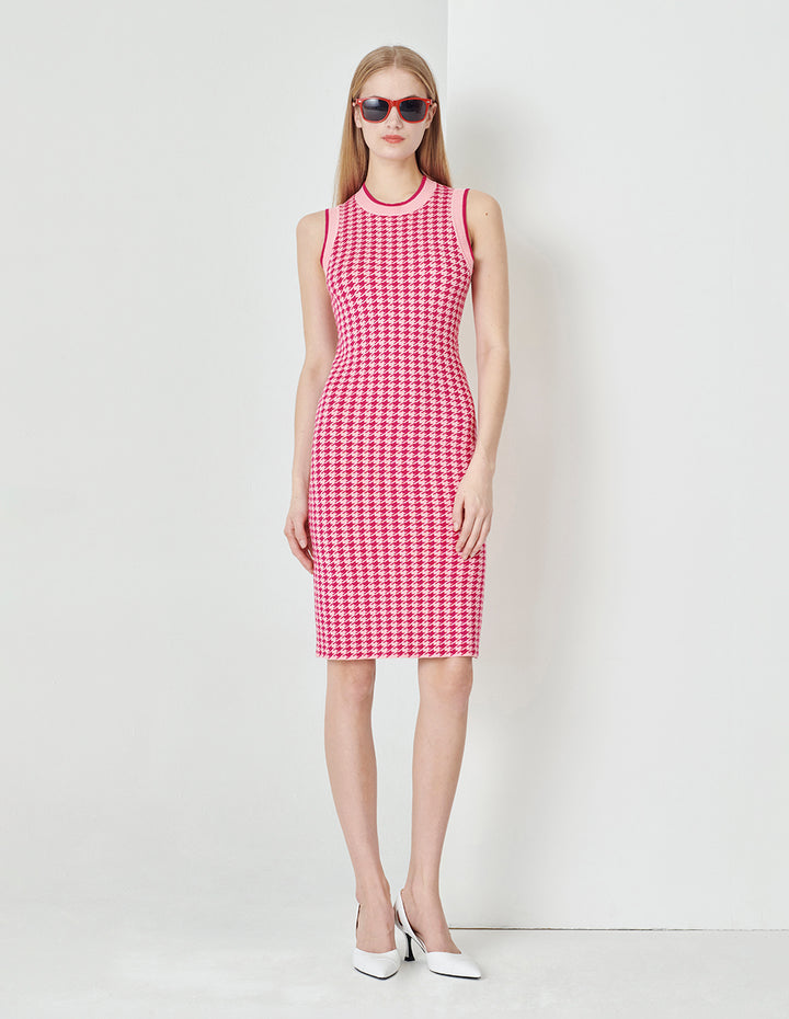 MARYLING Berry Check Knit Dress