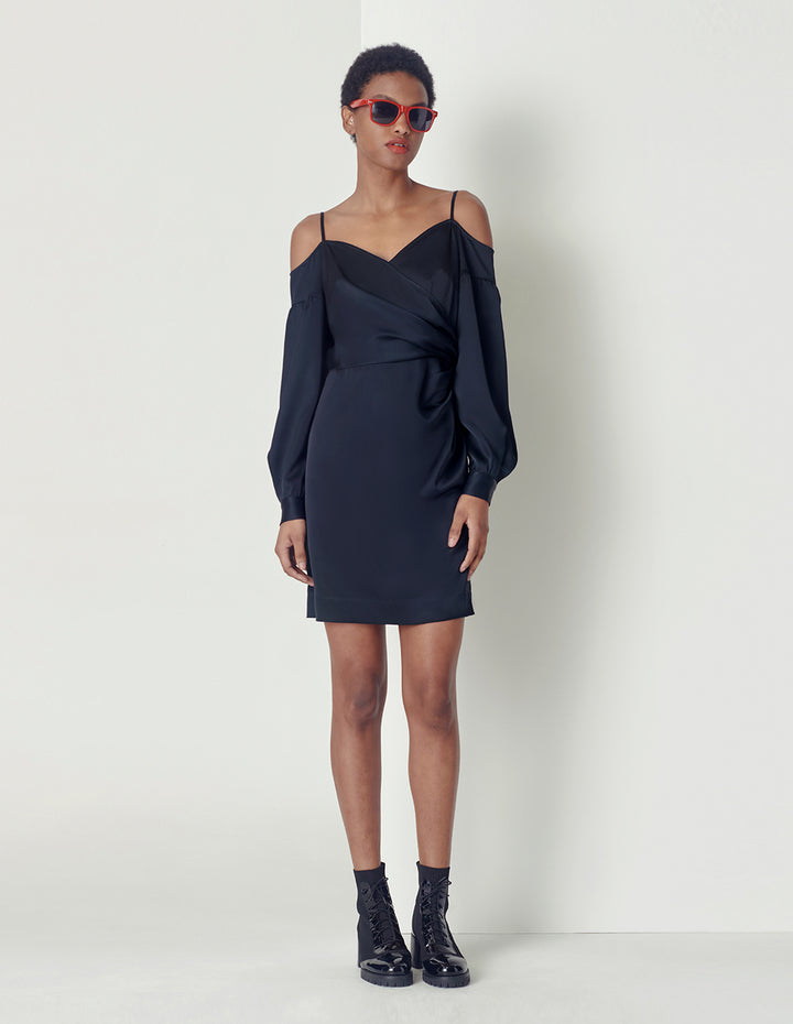 MARYLING Off-Shoulder Long Sleeves Strap Dress