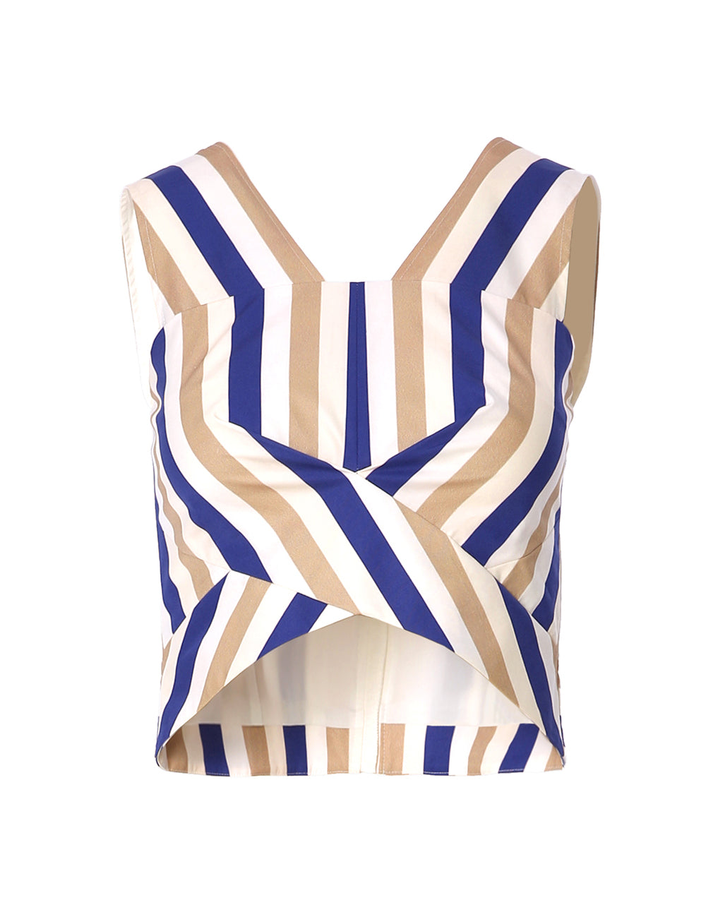 MARYLING Strip Pattern Sleeveless Slim Fit Cropped Top