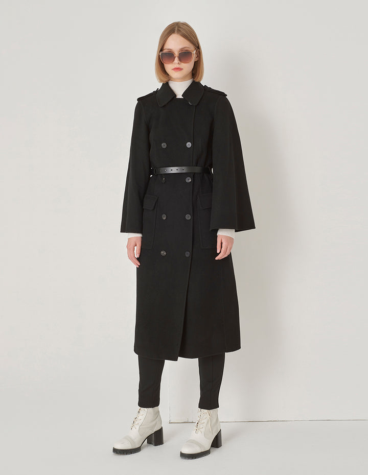 MARYLING Cape Style H-Shaped Double-Sided Woolen Coat